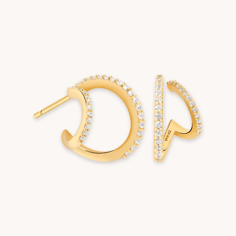 Hoop earrings with gold accents for a warm, elegant statement piece-Illusion Crystal Hoops in Gold