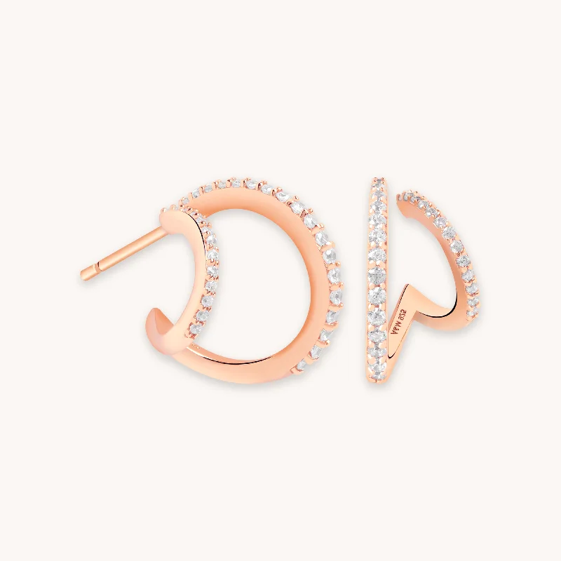 Best hoop earrings with minimal embellishments for a sleek and modern look-Illusion Crystal Hoops in Rose Gold