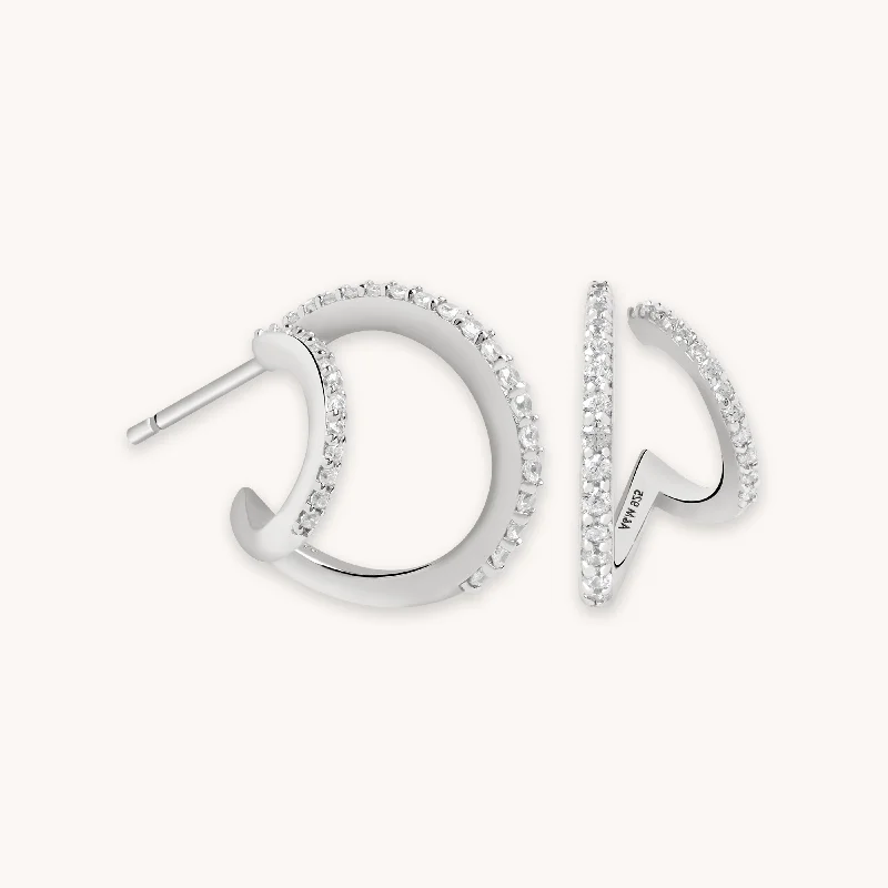 Best hoop earrings with lever-back closures for secure and easy wear-Illusion Crystal Hoops in Silver