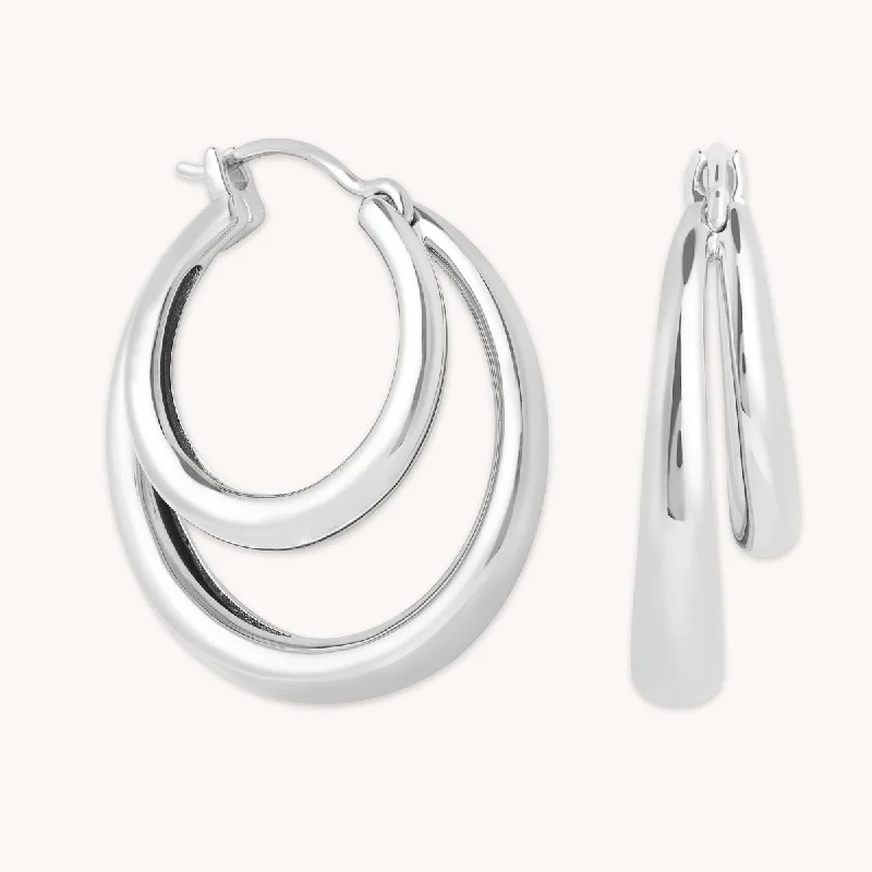 Best hoop earrings with baroque pearls for a luxurious and elegant vibe-Illusion Dome Hoops in Silver