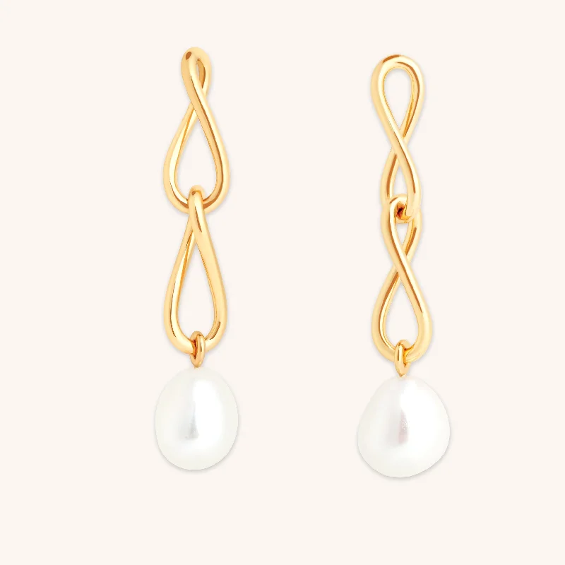 Best hoop earrings with stacked layers for a dimensional and bold look-Infinite Pearl Drop Studs in Gold