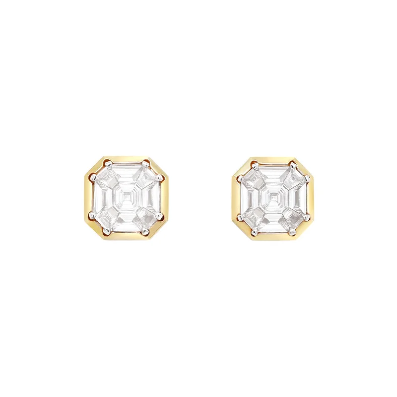 Best hoop earrings with geometric hexagon shapes for a modern, angular look-Mirror Asscher Earrings | 2.01GMS .58CTW