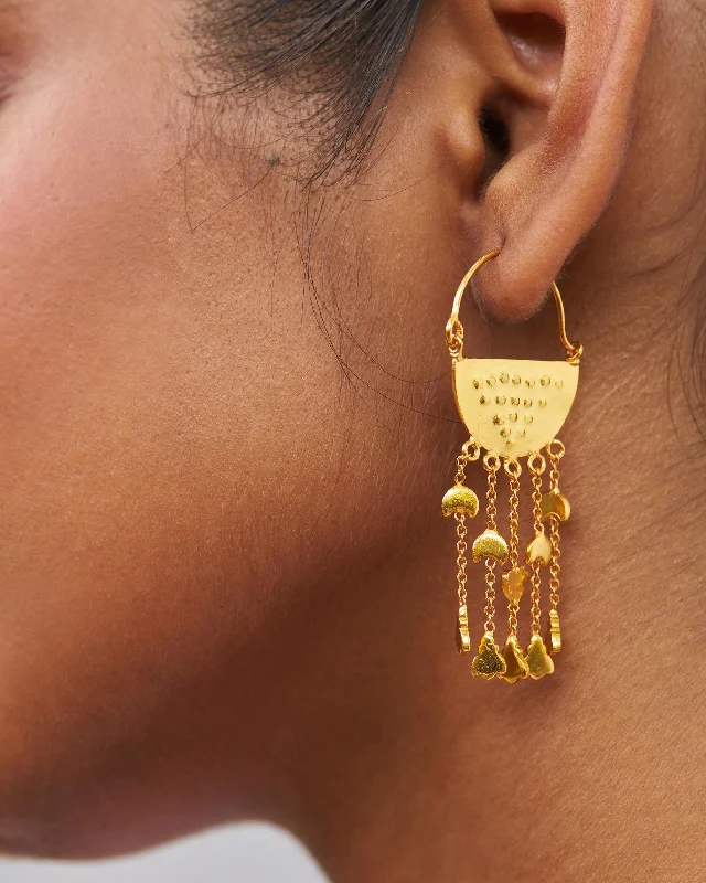 Hoop earrings with polished silver finish for a shiny, modern appeal-Jhil mil Earrings - Gold