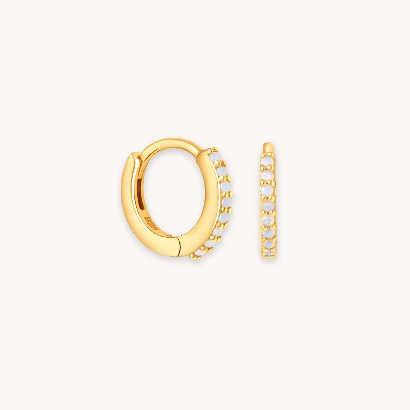 Hoop earrings with satin finishes for a smooth and elegant appearance-June Birthstone Huggies in Gold with Moonstone CZ