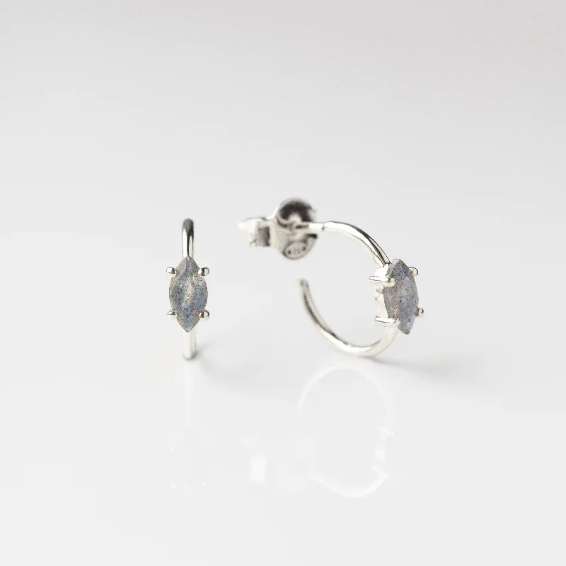 Hoop earrings with artistic filigree designs for an intricate, delicate finish-Labradorite Marquise Hoop Earrings