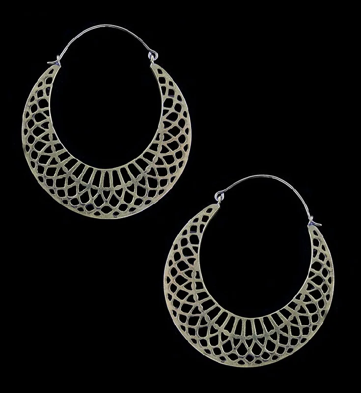 Hoop earrings with hearts for a sweet and romantic gesture-Lune Titanium Hangers - Earrings