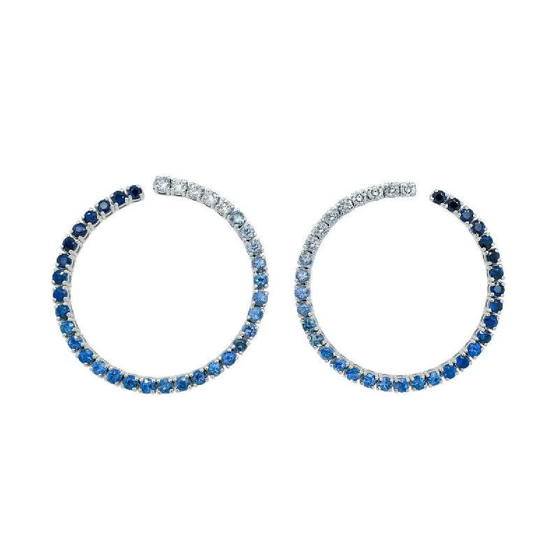 Best hoop earrings with hammered gold for a rustic yet elegant look-Mama Open Hoop Earrings | 7.0GMS 2.92CTW | Blue Sapphire