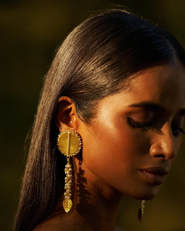 Hoop earrings with rhinestone-studded rims for a glamorous touch-Mandala Drops - Gold