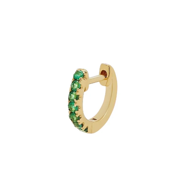 Hoop earrings with hearts for a sweet and romantic gesture-Medium Emerald Huggie Hoop | 1.3GMS .2CT | Single