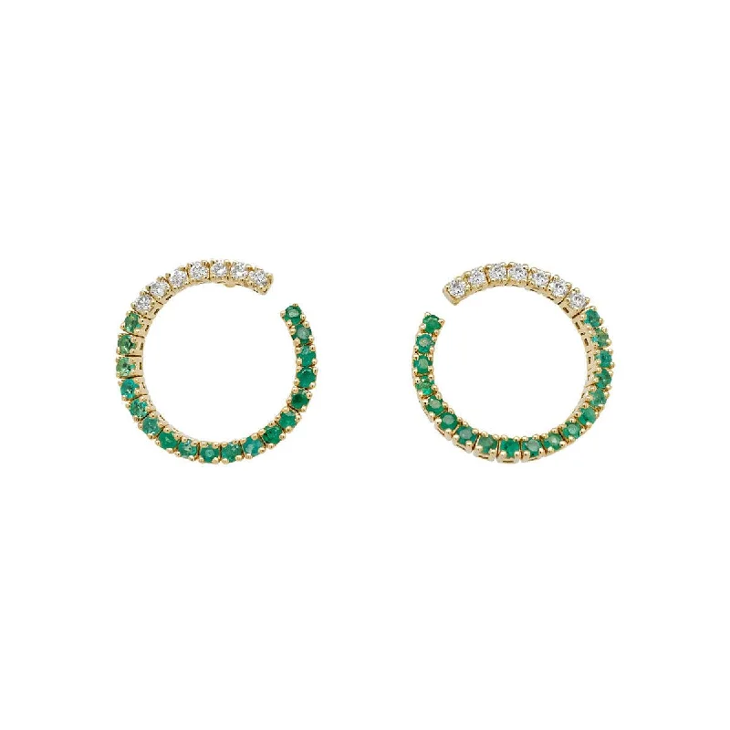 Hoop earrings with polished metal for a shiny and high-quality finish-Mini Open Hoop Earrings | 4GMS 1TCW | Emerald