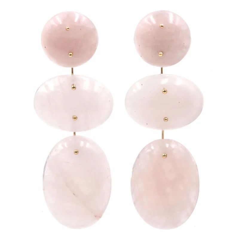 Best hoop earrings with geometric triangle shapes for a modern, chic design-Mobile Earrings Triple Rose Quartz