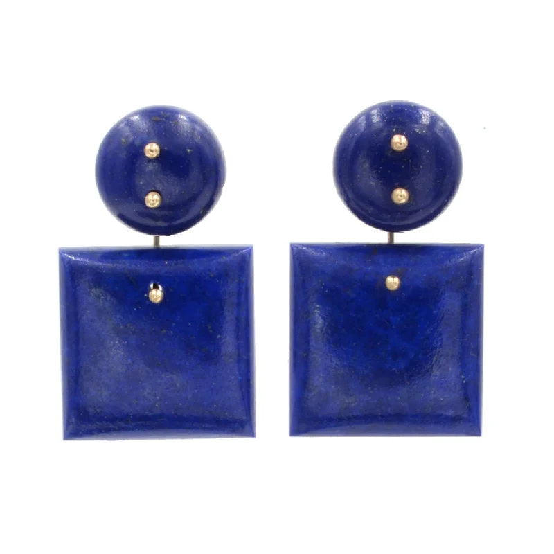 Hoop earrings with textured gold for a refined and sophisticated aesthetic-Mobile Earrings Lapis Double