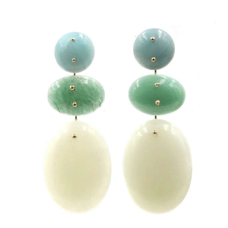 Hoop earrings with gold accents for a warm, elegant statement piece-Mobile Earrings Amazonite, Aventurine, Jade