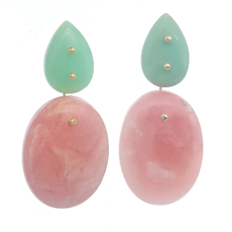 Best hoop earrings with vintage rhinestone embellishments for a retro-glam effect-Mobile Earrings Chrysoprase Pink Opal