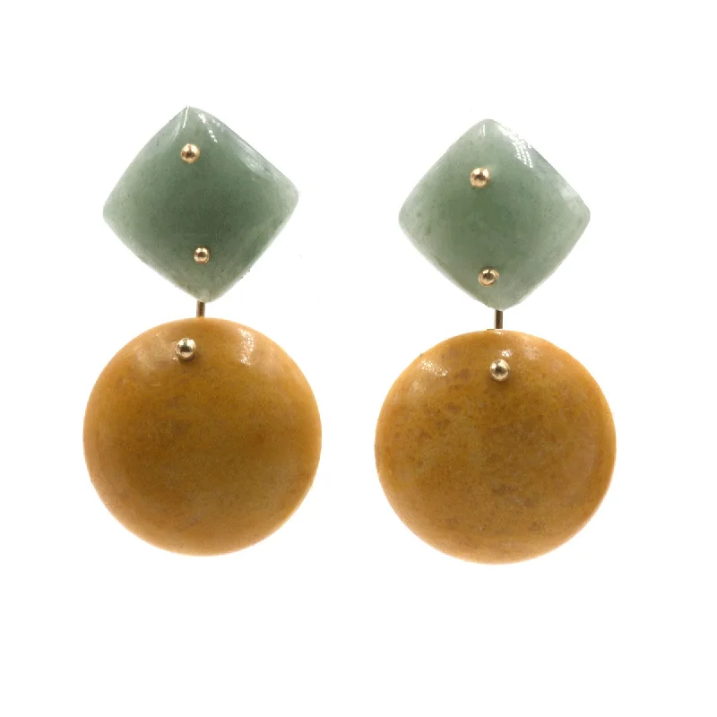 Hoop earrings with heart-shaped frames for a romantic and feminine look-Mobile Earrings Green Aventurine Yellow Jasper