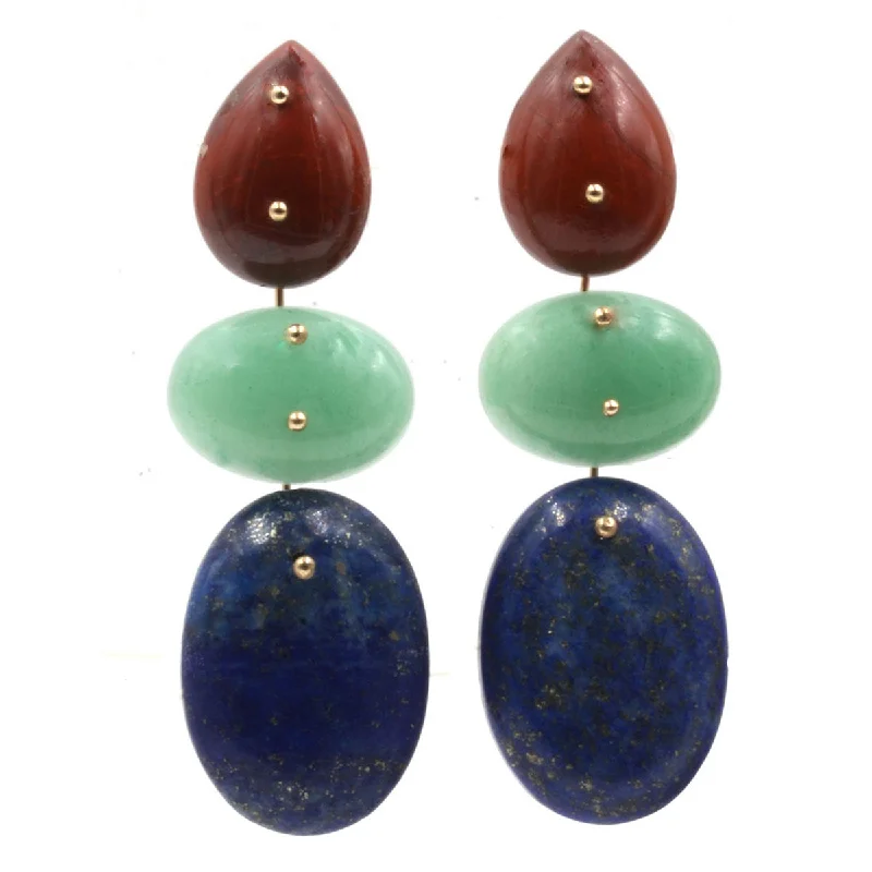 Best hoop earrings with geometric shapes for a modern and artistic appeal-Mobile Earrings Jasper, Aventurine, Lapis