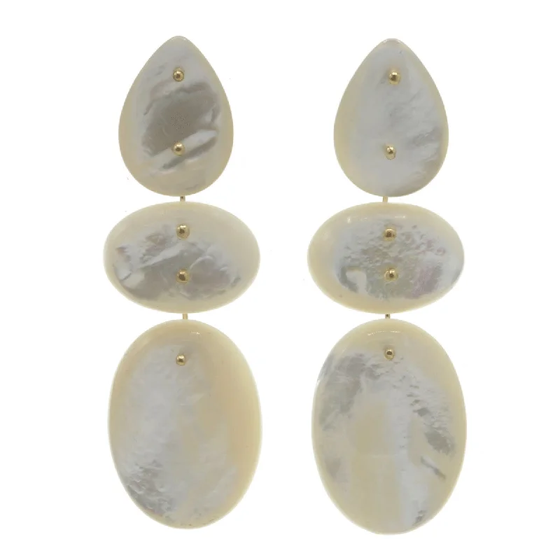 Hoop earrings with intricate designs for a unique and artistic appearance-Mobile Earrings Mother of Pearl Triple