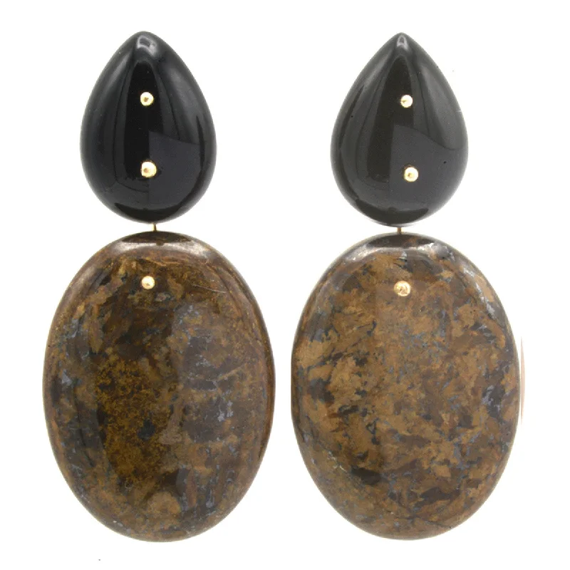 Best hoop earrings with geometric cuts for a sharp, modern appeal-Mobile Earrings Onyx Bronzite