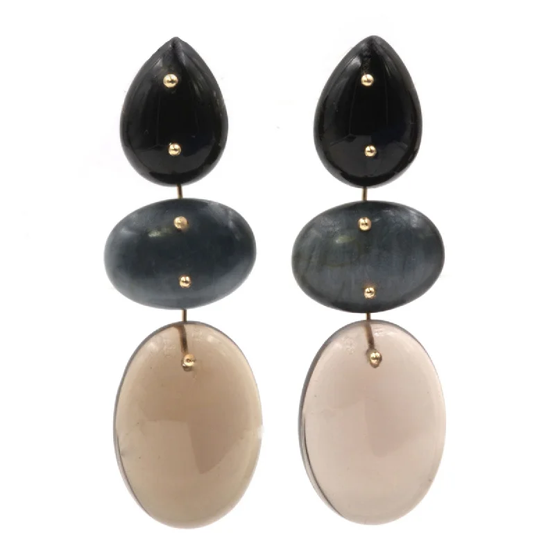 Best hoop earrings with gold-plated finishes for an affordable luxury vibe-Mobile Earrings Onyx Chrysoberyl Smoky Quartz