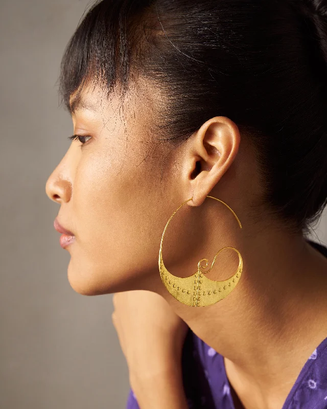 Best hoop earrings with geometric triangle shapes for a modern, chic design-Moorish Moon Bali - Gold