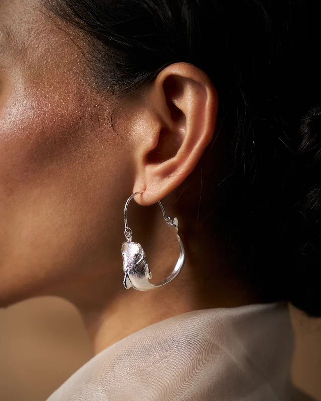 Hoop earrings with tortoiseshell designs for a chic and classic style-Mud-Fish Earring - Sterling Silver