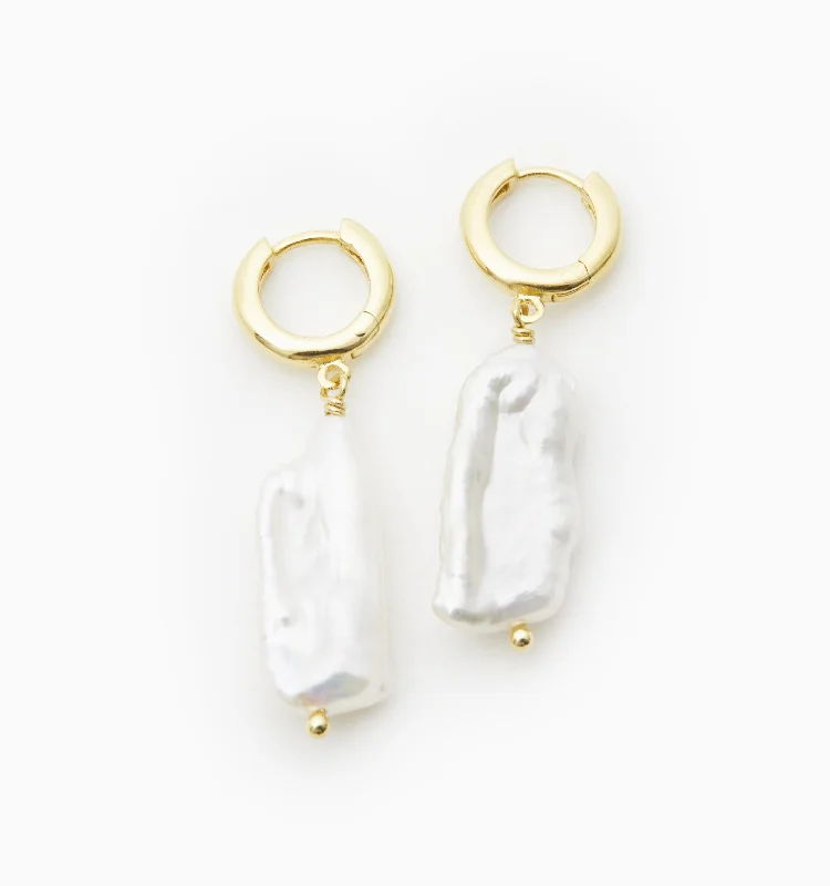 Best hoop earrings with asymmetrical designs for a fashion-forward, avant-garde look-Natural Pearl Earrings