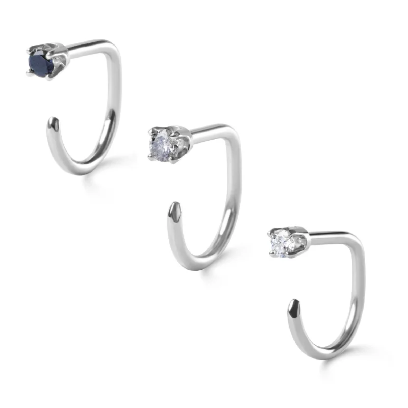 Best hoop earrings with cubic zirconia for a budget-friendly, dazzling look-Ombre Diamond Claw Earring Set, 14k White Gold