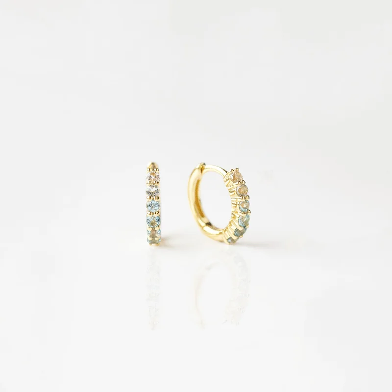 Best hoop earrings with stacked layers for a dimensional and bold look-Ombre Gemstone Huggie Hoop Earrings