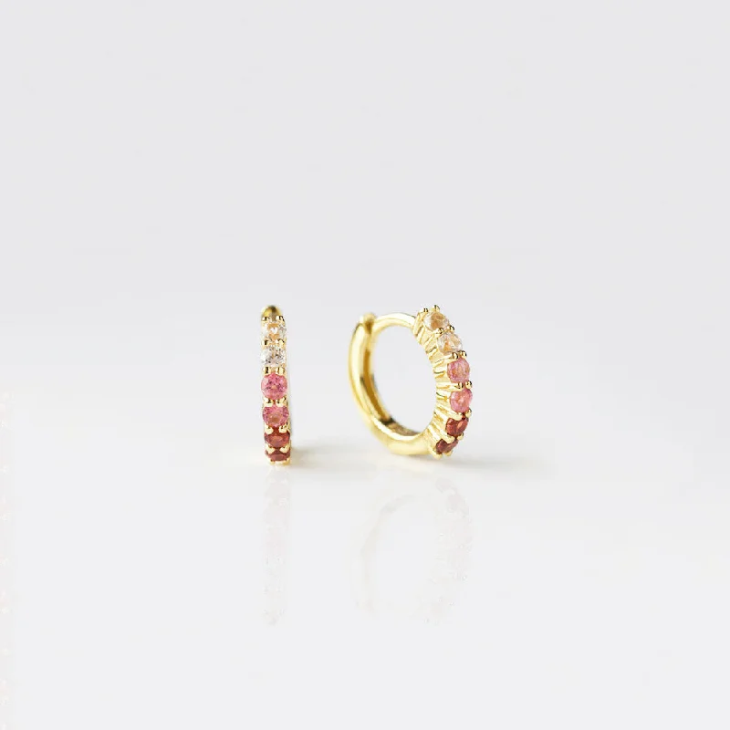 Best hoop earrings with cubic zirconia for a budget-friendly, dazzling look-Ombre Tourmaline Huggie Hoop Earrings