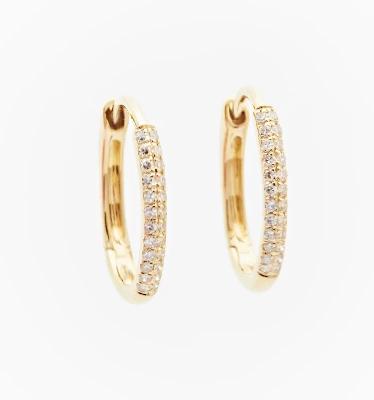 Hoop earrings with dangling charms for a playful and fun look-Oval Pave Diamond Hoop Earrings