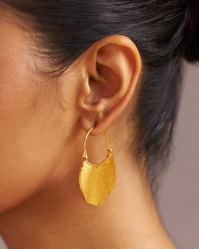 Hoop earrings with abstract shapes for an artistic and creative touch-Pankha Balis - Gold