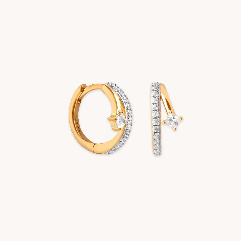 Hoop earrings with a matte finish for a sleek and sophisticated appearance-Pavé Crystal Illusion Huggies in Gold