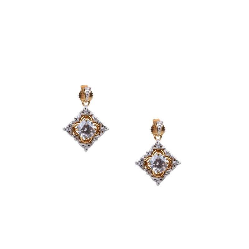 Best hoop earrings with geometric triangle shapes for a modern, chic design-14k White and Yellow Gold Celestial Earrings - 1.55 ct Certified Lab Grown Diamond