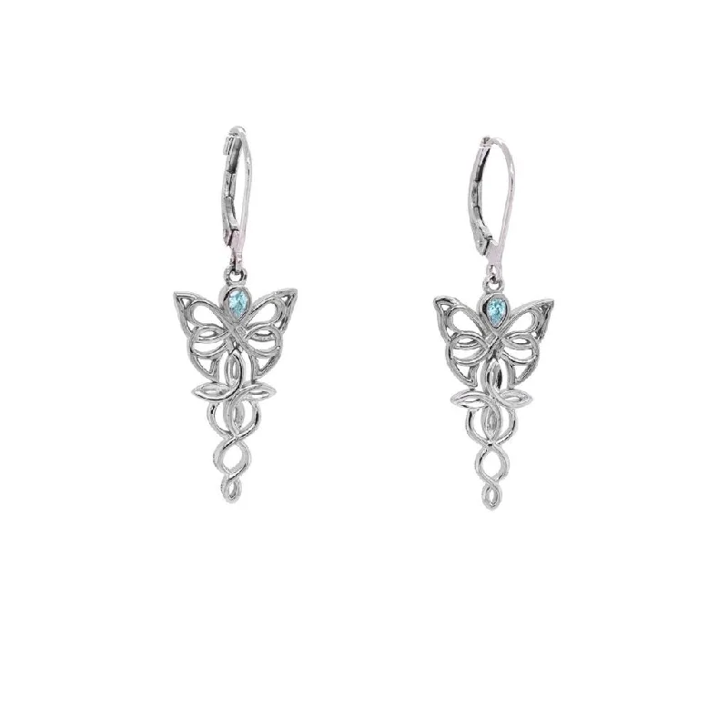 Best hoop earrings with textured silver for a rustic and organic finish-Silver Butterfly Earrings-Topaz