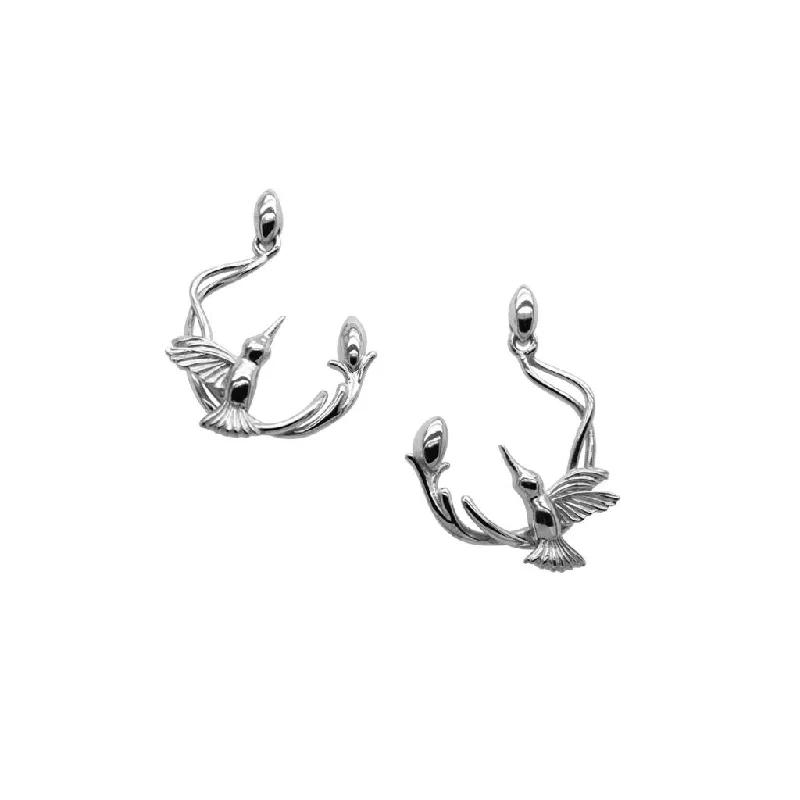 Small hoop earrings for a delicate and understated everyday wear-Silver Hummingbird Post Earrings