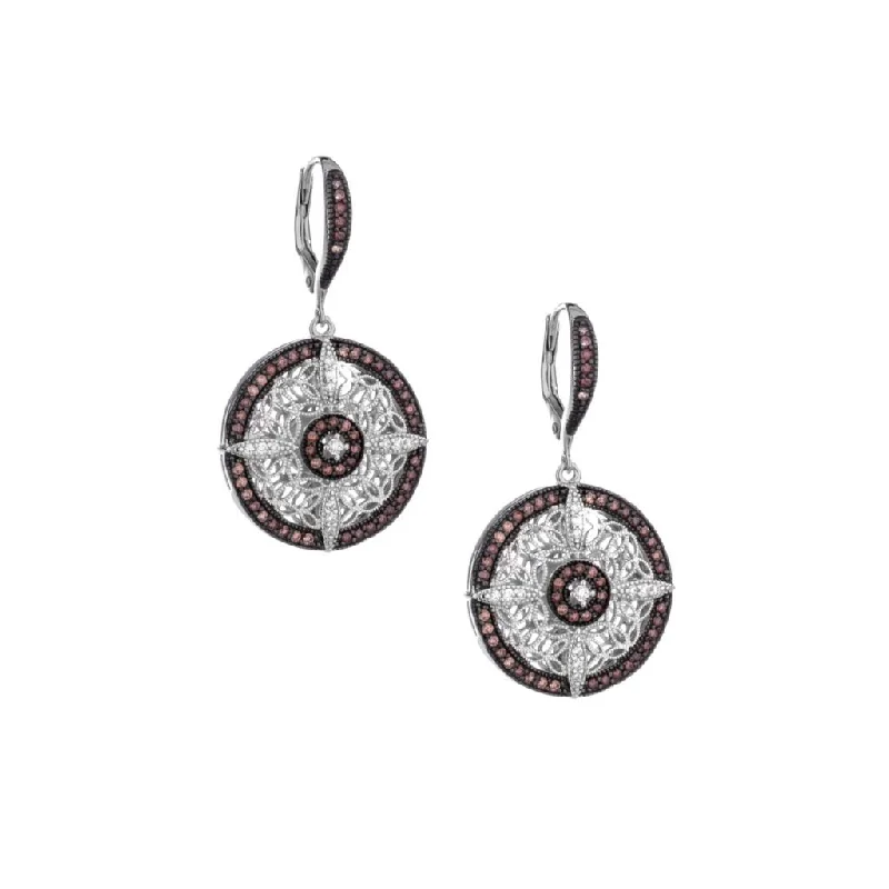 Best hoop earrings with crescent-shaped designs for a bold, moon-inspired style-Silver Night & Day Round Compass Earrings