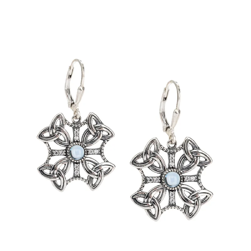 Hoop earrings with rhinestone-studded rims for a glamorous touch-Silver Aphrodite Leverback Earrings - Sky Blue Topaz