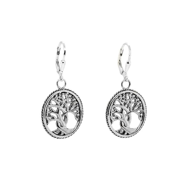 Best hoop earrings with smooth ceramic finishes for a polished, clean style-Silver Tree of Life Earrings