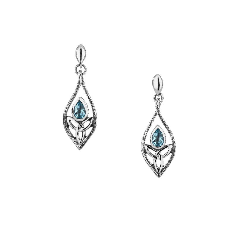 Hoop earrings with pearl accents for a chic and classic style-Silver Guardian Angel Post Earrings - Blue Topaz