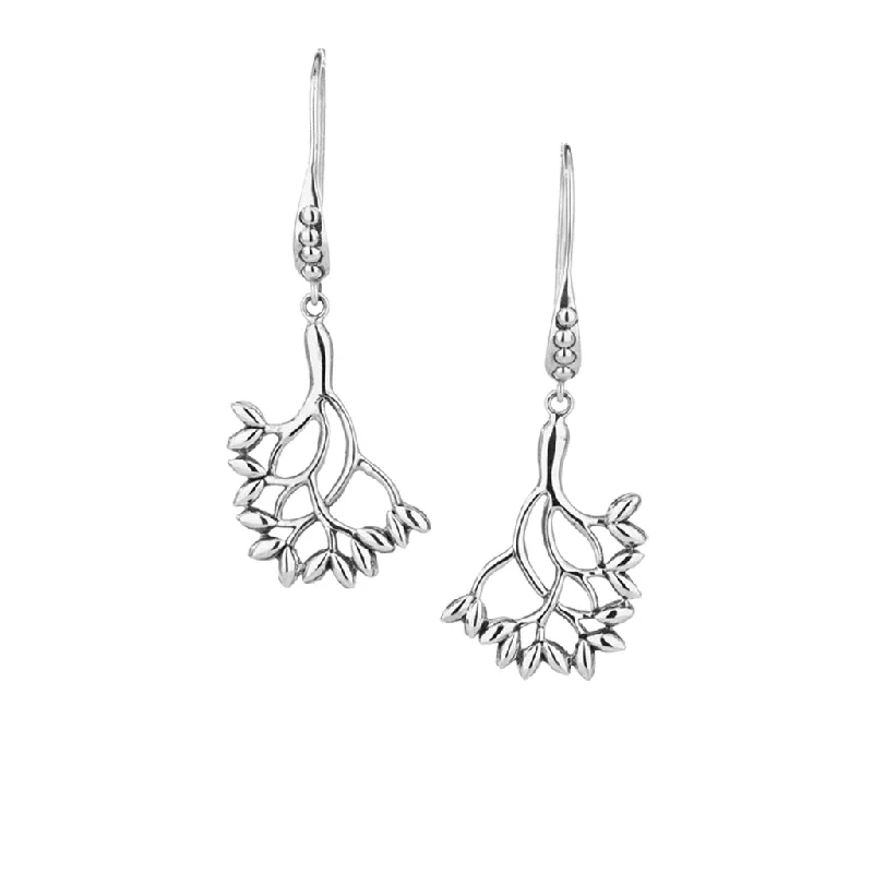 Hoop earrings with textured finishes for a vintage and classic style-Silver Tree of Life Hook Earrings - Large