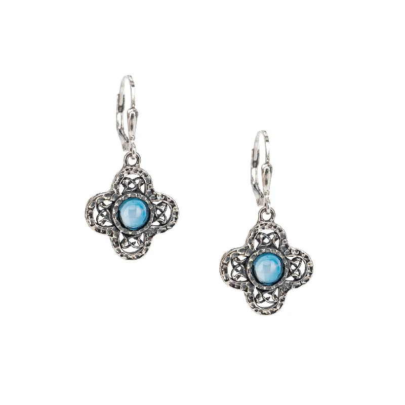 Hoop earrings with abstract shapes for an artistic and creative touch-Silver Whirlpool Leverback Earring - London Blue Topaz