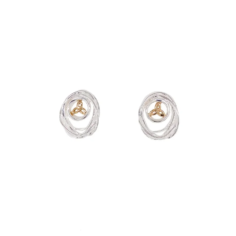 Best hoop earrings with oval shapes for a unique and elongated design-Silver and 10k Gold Celtic Cradle of Life Post Earrings