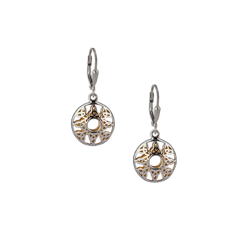 Hoop earrings with open designs for a modern, lighthearted vibe-Silver with 22k Gold Gilding Window to the Soul Trinity Leverback Earrings