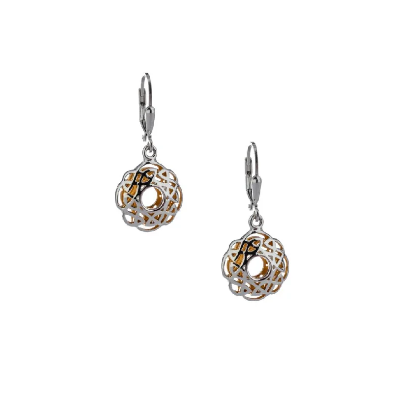 Best hoop earrings with geometric cuts for a sharp, modern appeal-Silver with 22k Gold Gilding Window to the Soul Scalloped Earrings