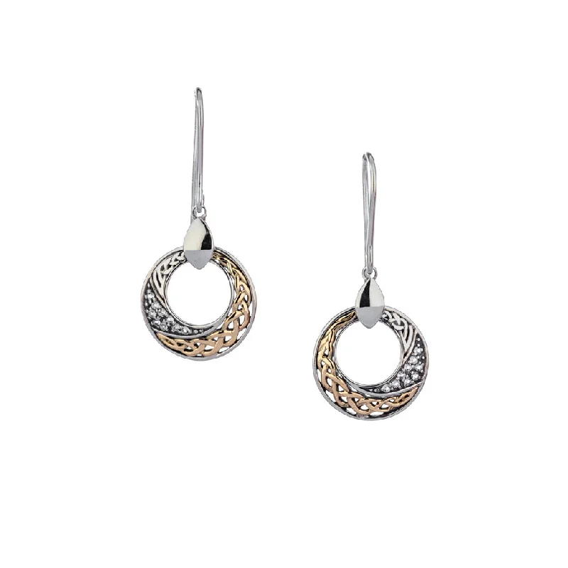 Best hoop earrings with snake chain details for a sleek and modern touch-Silver and 10k Gold Comet Earrings - White Topaz