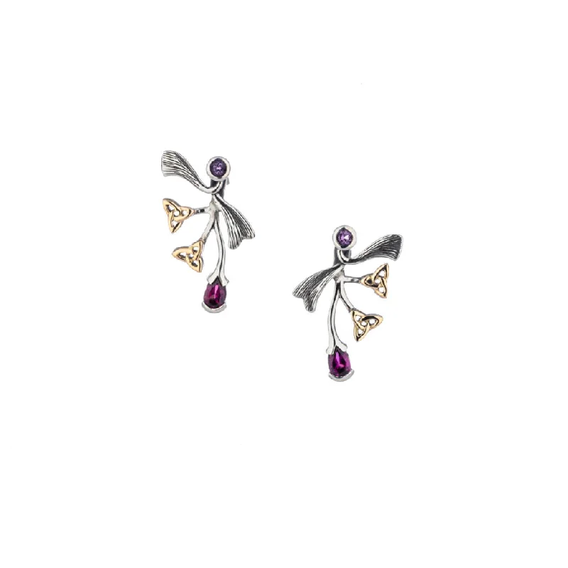 Best hoop earrings with multi-colored gemstones for a vibrant and lively touch-Silver and 10k Gold Rhapsody Post Earrings - Amethyst/Rhodolite or Topaz/Rhodolite