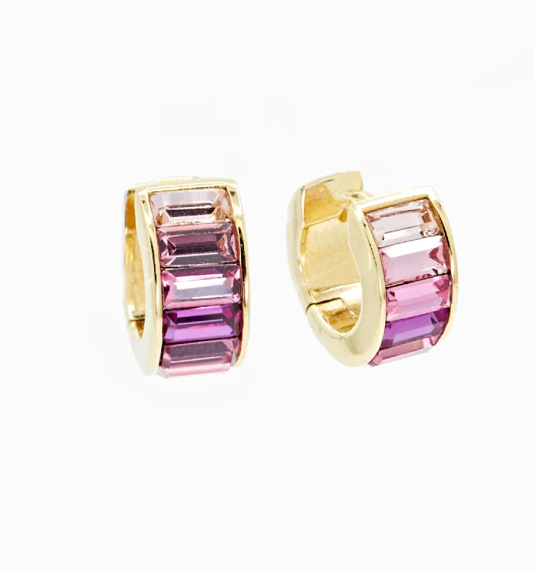 Hoop earrings with circle designs for a classic and timeless shape-Pink Ombre Huggie Earrings