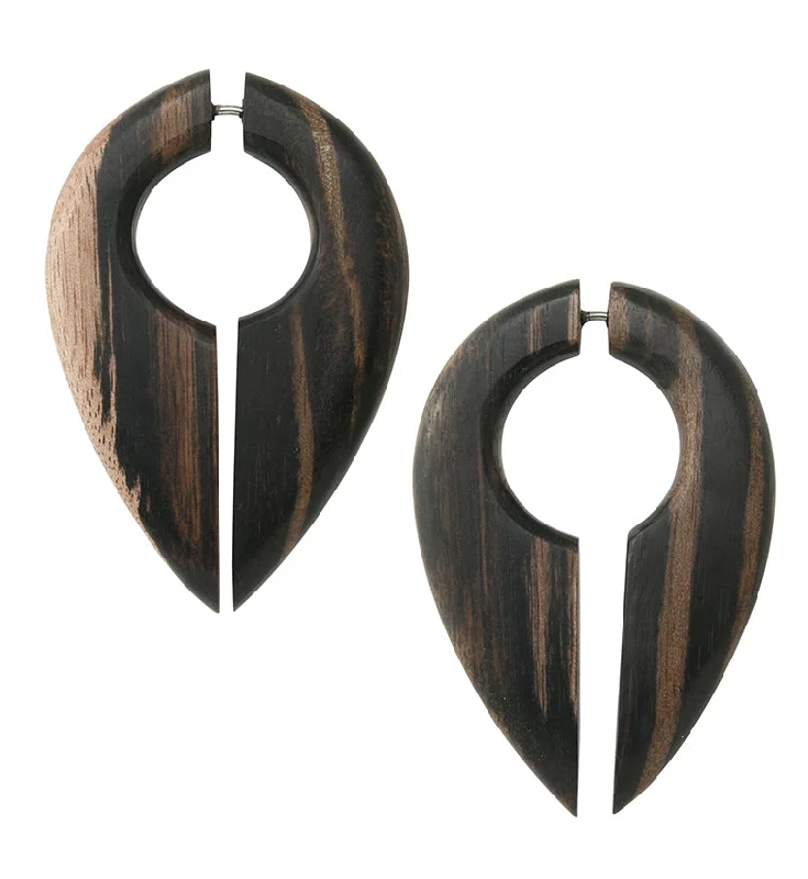 Hoop earrings with hammered textures for a boho-chic and rustic vibe-Pocket Areng Wood Fake Gauge Keyhole Earrings