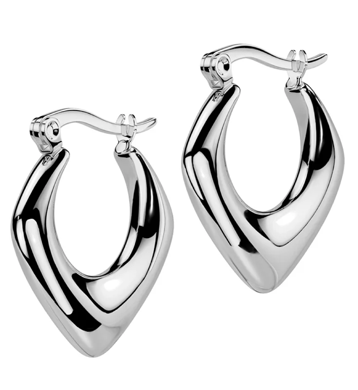 Best hoop earrings with sterling silver for an affordable and chic design-Apex Stainless Steel Hinged Hoop Earrings