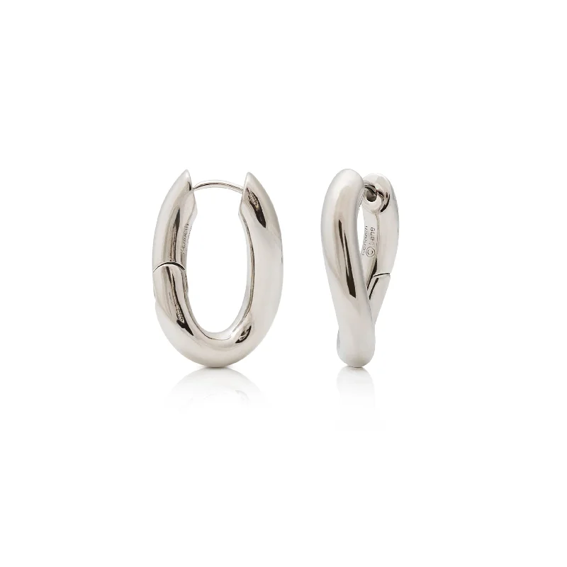 Best hoop earrings with snake chain details for a sleek and modern touch-Polished Silver Oval Post Hoop Earring